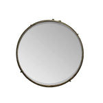 Benzara Decorative Iron Framed Round Mirror, Bronze