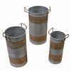 Benzara Metal Umbrella Stand With Handle, Gray, Set of 3