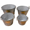 Benzara Old Style Metal Tub With Handle, Copper, Set of 4