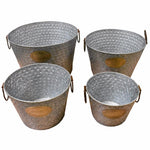 Benzara Old Style Metal Tub With Handle, Copper, Set of 4