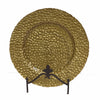 Benzara Intriguing Round Glass Charger Plate, Gold