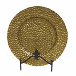 Benzara Intriguing Round Glass Charger Plate, Gold