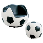Benzara All Star 2 Piece Pack Chair & Ottoman, Soccer White & Black