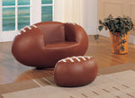 Benzara All Star 2 Piece Pack Chair & Ottoman, Football: Brown & White