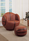 Benzara All Star 2 Piece Pack Chair & Ottoman, Basketball: Brown & Black