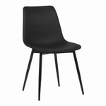 Benzara Leatherette Dining Chair with Bucket Seat and Metal Legs, Black