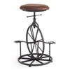 Benzara Unicycle Design Metal Adjustable Barstool with Round Seat, Gray and Brown