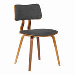 Benzara Fabric Upholstered Split Curved Back Wood Dining Chair, Brown and Dark Gray