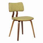 Benzara Fabric Upholstered Split Curved Back Wooden Dining Chair, Brown and Green