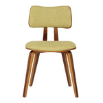 Benzara Fabric Upholstered Split Curved Back Wooden Dining Chair, Brown and Green