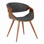 Benzara Curved Back Fabric Dining Chair with Round Tapered Legs, Brown and Gray
