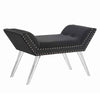 Benzara Fabric Ottoman Bench with Angled Acrylic Legs and Flared Armrests, Black