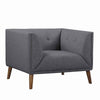 Benzara Mid Century Style Fabric Chair with Tufted Back and Splayed Legs,Dark Gray