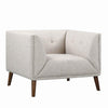 Benzara Mid Century Style Fabric Chair with Tufted Back and Splayed Legs, Beige