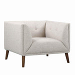 Benzara Mid Century Style Fabric Chair with Tufted Back and Splayed Legs, Beige