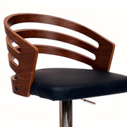 Benzara Open Wooden Back Faux Leather Barstool with Pedestal Base, Black and Brown