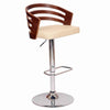 Benzara Open Wooden Back Faux Leather Barstool with Pedestal Base, Cream and Brown
