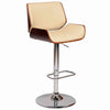 Benzara Curved Design Swivel Faux Leather Barstool with Wooden Support, Cream