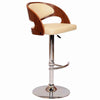 Benzara Wooden Open Back Barstool with Adjustable Pedestal Base, Cream and Brown