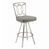 Benzara Stainless Steel Frame Barstool with Open Geometric Back, Silver and Gray