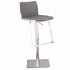 Benzara Steel Frame Faux Leather Barstool with Square Base, Gray and Silver