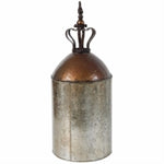 Benzara Antique Style Glass and Metal Lidded Canister Jar, Gray And Copper