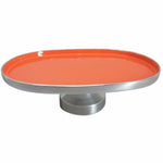 Benzara Oval Shaped Aluminum Footed Platter, Orange