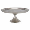 Benzara Aluminum Round Footed Tray, Silver