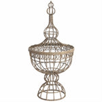 Benzara Metal Basket with Finial Lid, Brown