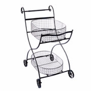 Benzara Well Designed Metal Utility Cart & Stand, Black