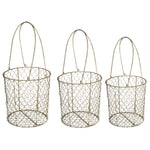 Benzara Metal Wire Mesh Storage Basket, Set of 3, Brown