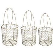 Benzara Metal Wire Mesh Storage Basket, Set of 3, Brown