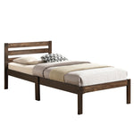 Benzara Wooden Twin Size Bed with Slatted Design Headboard, Rustic Brown