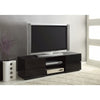 Benzara Elegant High Gloss TV Stand with  Glass Shelf, Black