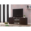 Benzara Elegant TV Console with Push to Open Glass Doors, Brown