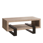 Benzara Modern Driftwood Open Shelf Coffee Table, Gray and Brown