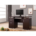 Benzara Luxurious Computer Desk with 2 Drawers and  Cabinet, Brown