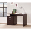 Benzara Wooden Contemporary Desk with Cabinet, Brown