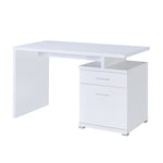 Benzara Gorgeous White Wooden Desk with Cabinet