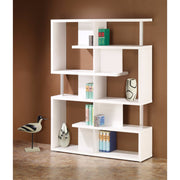 Benzara Splendid White Bookcase with Chrome Support Beams