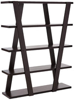 Benzara Exceptional  Bookcase with Inverted Supports and Open Shelves, Brown
