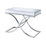 Benzara Sophisticated Sofa Table, Mirrored Top & Chrome (Silver)