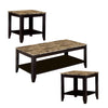 Benzara Artistic 3 Piece Occasional Table Set with Marble Top, Brown