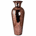 Benzara Exotic  Metal Vase With  Mosaic Motif, Copper
