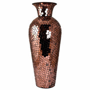 Benzara Exotic  Metal Vase With  Mosaic Motif, Copper
