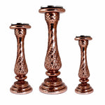 Benzara Traditional Style 3 Piece  Glass Candle Holder, Copper