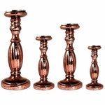 Benzara Vintage Style  4 Piece  Glass Candle Holder, Copper