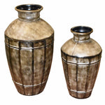 Benzara Old Style 2 Piece Metal Planter, Brown