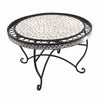 Benzara Stylish and Sturdy Round Metal Table with Mosaic Motif, Black