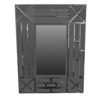 Benzara Exquisite Rectangular Wooden Framed Mirror, Gray